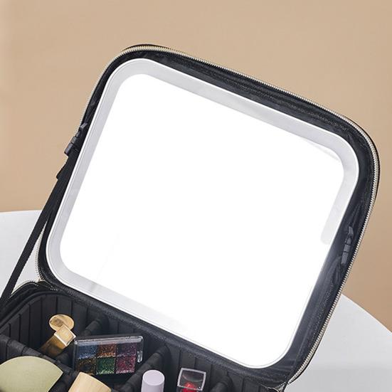 Косметичка со светодиодной подсветкой, зеркальной застежкой-молнией, большой вместительной ручкой, водонепроницаемой для путешествий