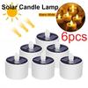 6PCS Solar Candle Flameless Lamp LED Lighting Waterproof Solar Tea Lamp Rechargeable Garden Candle Lamp Party Home Decoration
