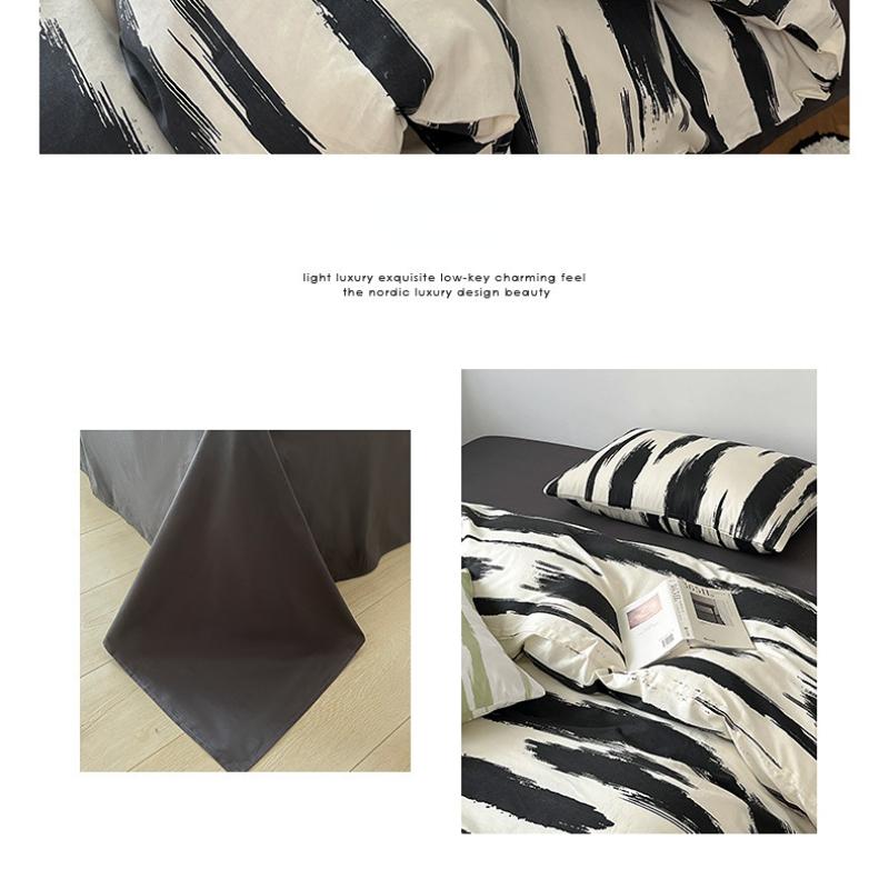 Простой хлопковый комплект из четырех предметов в скандинавском стиле, пододеяльник в весеннюю полоску, Наньтун, 40 ниток, полностью хлопковая простыня, пододеяльник, комплект из трех предметов