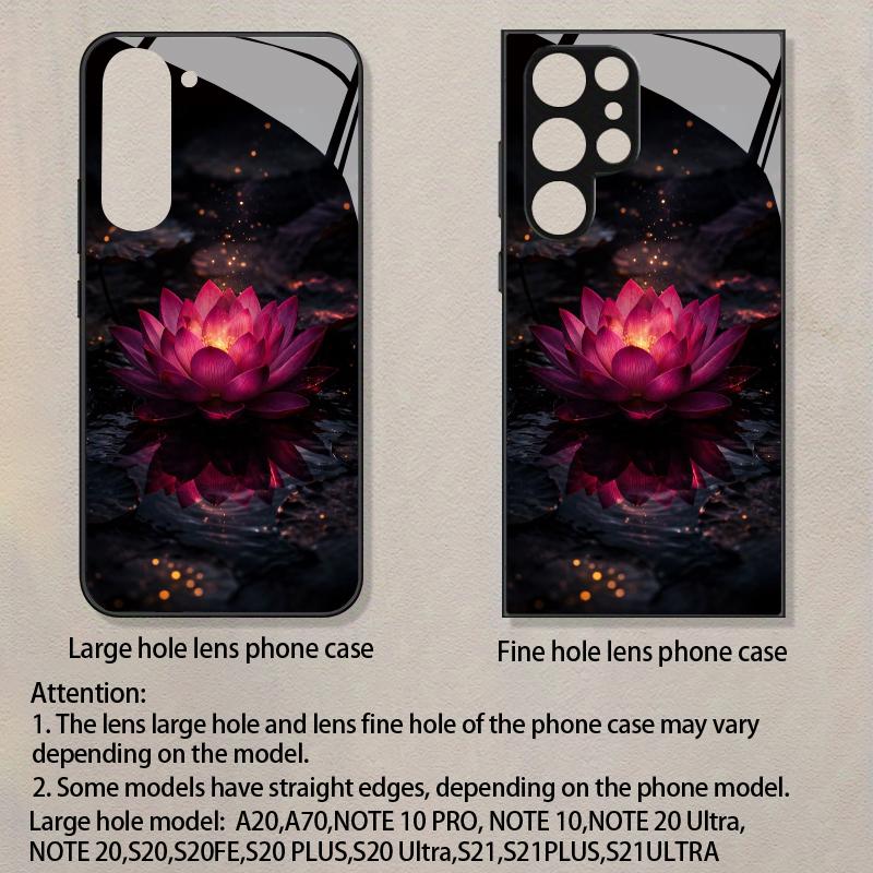 Чехол для телефона 2D с узором «Свечение ночного лотоса» для Samsung S26 S25 S24 S23 S22 S21 S20 A55 A54 A53 Закаленное стекло Защитная крышка