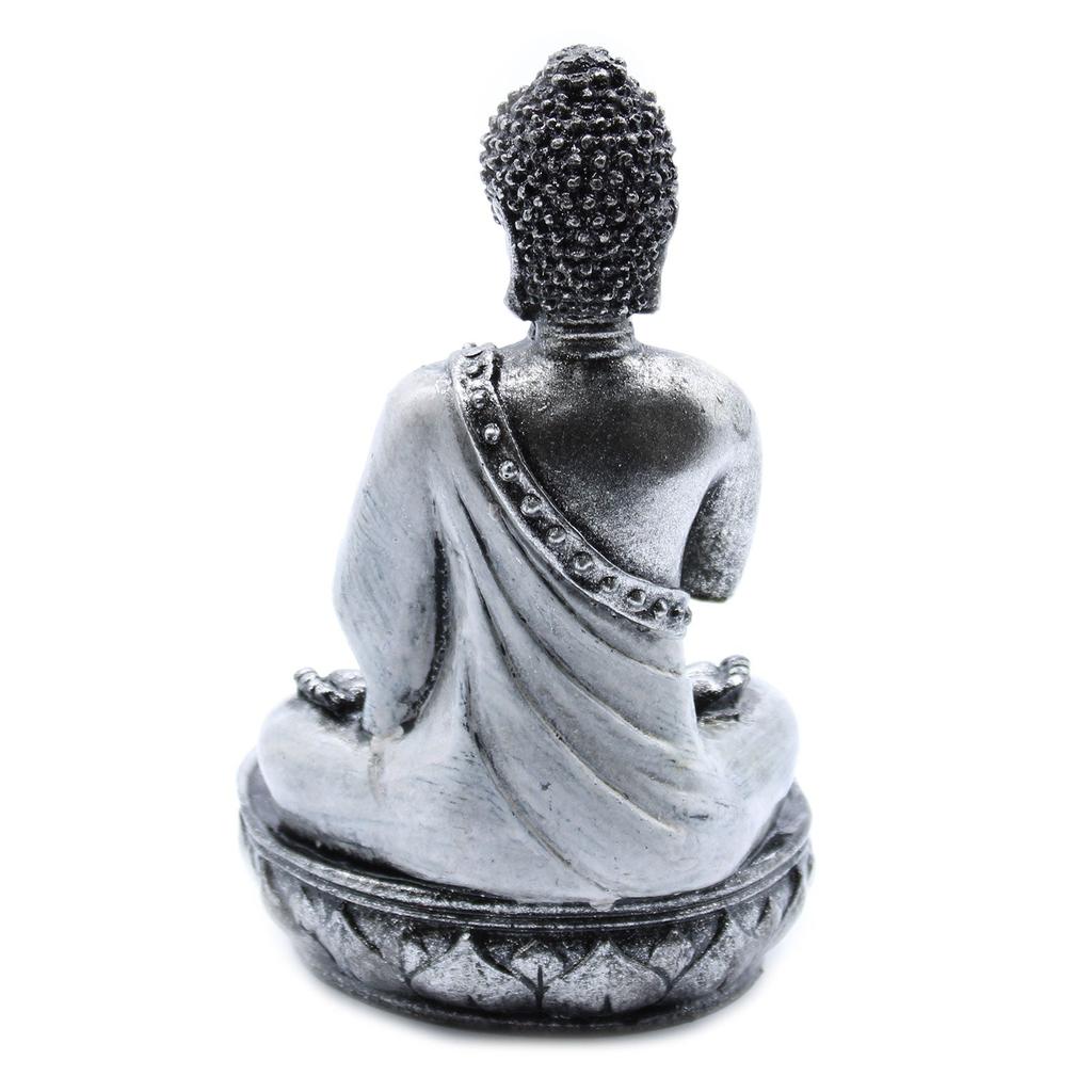 Buddha Resin Candle Holder, White Medium
