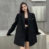 Премиальное черное пальто свободного кроя с уникальным дизайном для женщин, уличный модный шикарный блейзер небольшого размера с первоклассным ощущением