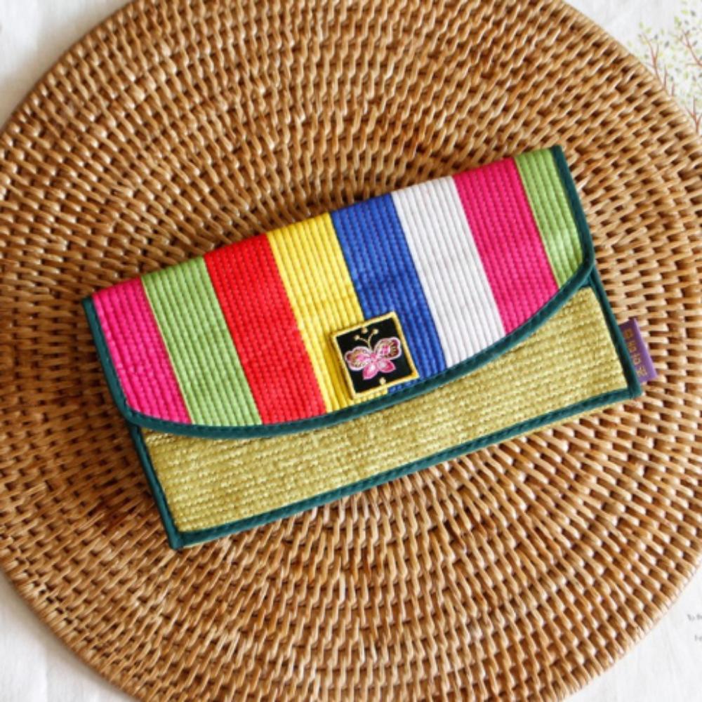 Colorful Silk Korean Quilted Long Wallet