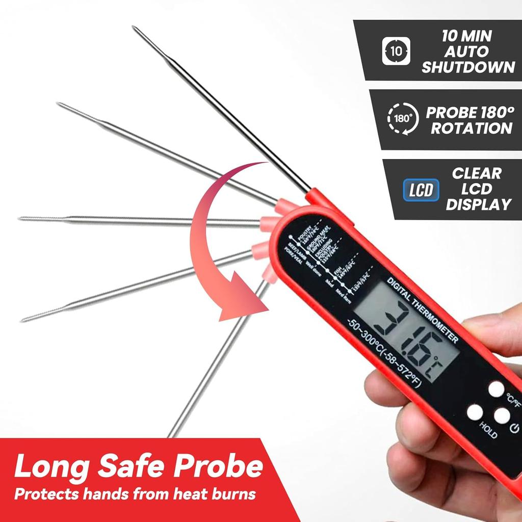 Цифровой термометр для мяса для приготовления пищи Кухонный термометр с функцией удержания Быстросчитываемый пищевой термометр, Приготовление конфет, Гриль на открытом воздухе