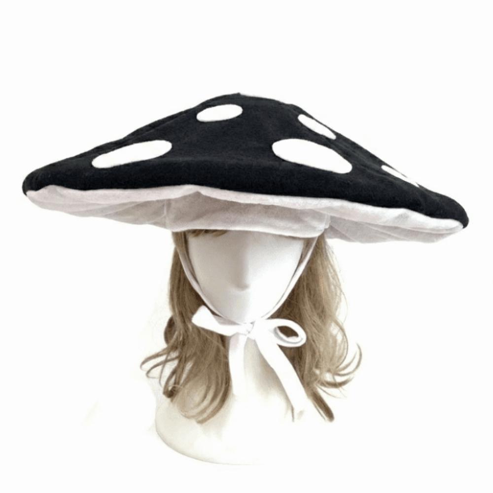 Soft Velvet Costume Headpiece Oversized Fungus Beret Cap Adjustable Mushroom Hat Cosplay