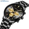 CRRJU New Men's Business Watch Multi-functional Six-pin Timing Solid Stainless Steel Strap Watch