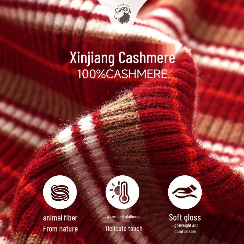 Zhaojun 2025 Autumn/Winter Women's 100% Cashmere Round Neck Red Cardigan