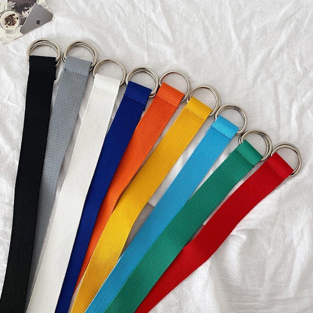 Повседневный холщовый ремень однотонный студенческий ремень повседневная пряжка с двумя кольцами для джинсов