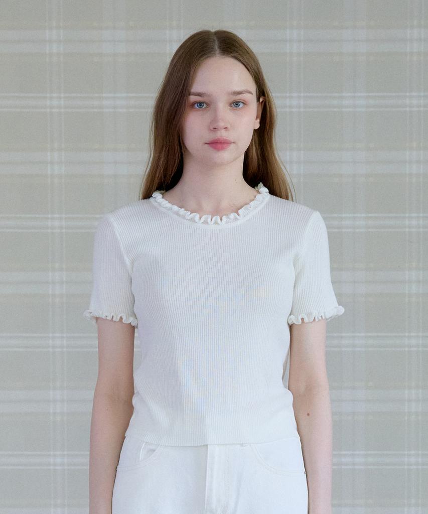 PINK PINEAPPLE Tender Frill Half Knit_Ivory
