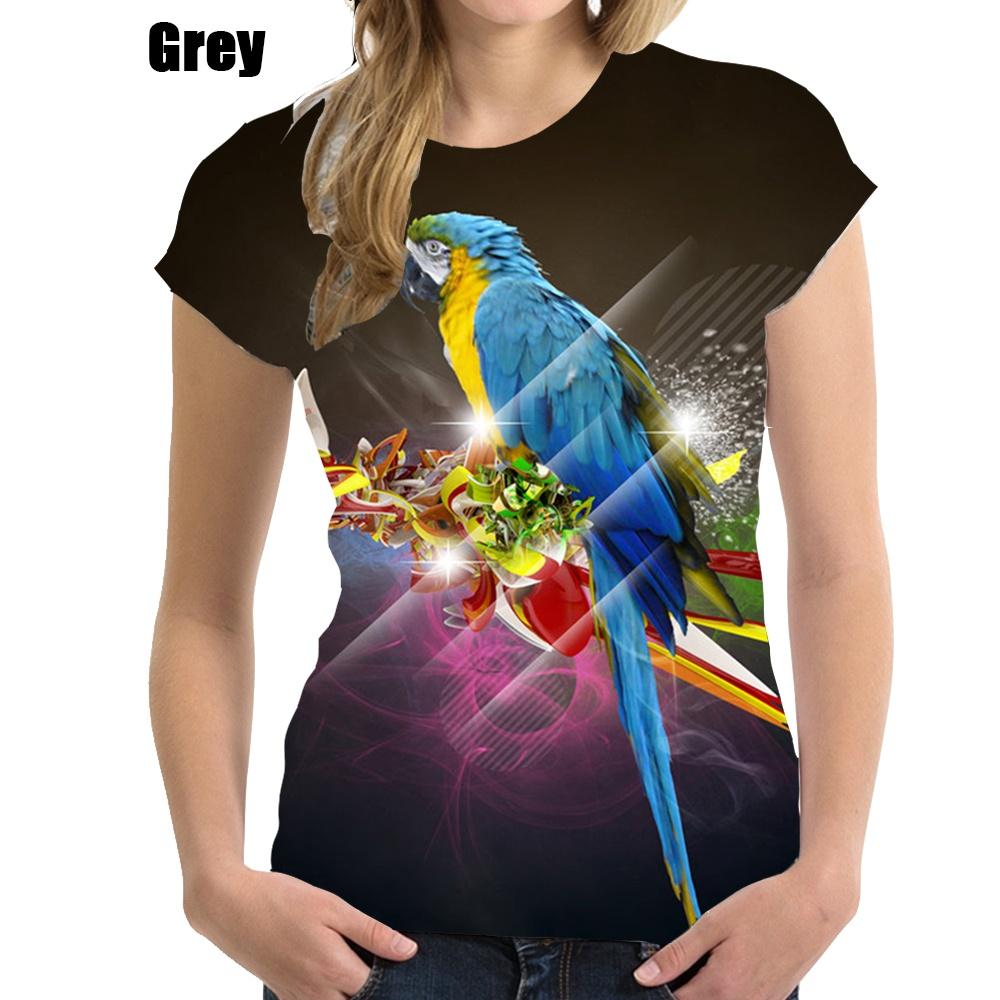 Женская повседневная футболка с забавным попугаем и 3D-принтом, уличная одежда в стиле Харадзюку, футболки с коротким рукавом в стиле хип-хоп, верхняя рубашка