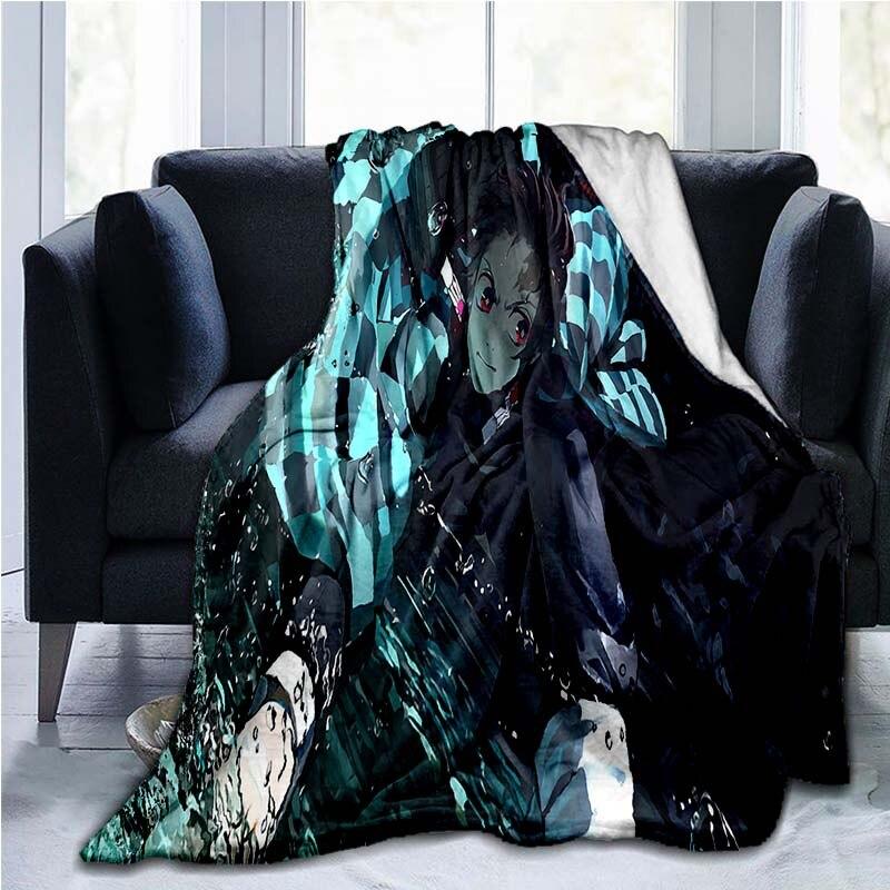 Devil's Blade аниме домашний текстиль Demon Slayer Kimetsu No Yaiba Kamado Tanjirou Nezuko двойное плюшевое одеяло из ягненка, постельные принадлежности