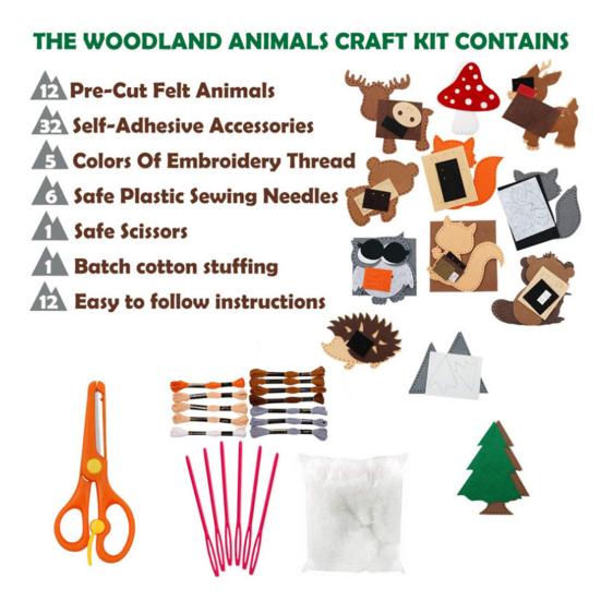 1 комплект, набор детских и швейных игрушек для начинающих, различные мультяшные лесные животные, поделки из фетра своими руками