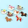 Cute Zodiac Horse Brooch Cartoon Horse Year Brooch Badge Pins Animal Brooch  Women Accessories