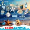 1/12/24/36pcs Summer Beach & Ocean Wooden Ornaments Set - Coastal Hanging Decor with Sea Animals for Home, Tree Parties & More