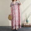2024 Plus Size Dress Women Summer V-Neck Sundress Bohemian Floral Print Loose Big Oversize Maxi Dress 710