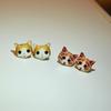 1 пара милых сережек-гвоздиков с рисунком кошки, изящная ручная работа