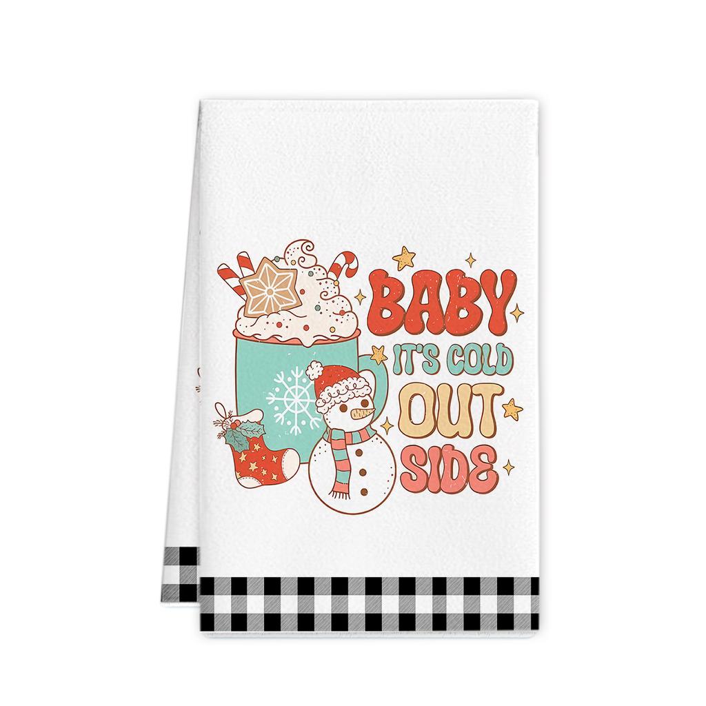 Рождественское полотенце 2025 новое трансграничное полотенце из микрофибры с принтом кухонное полотенце праздничное украшение