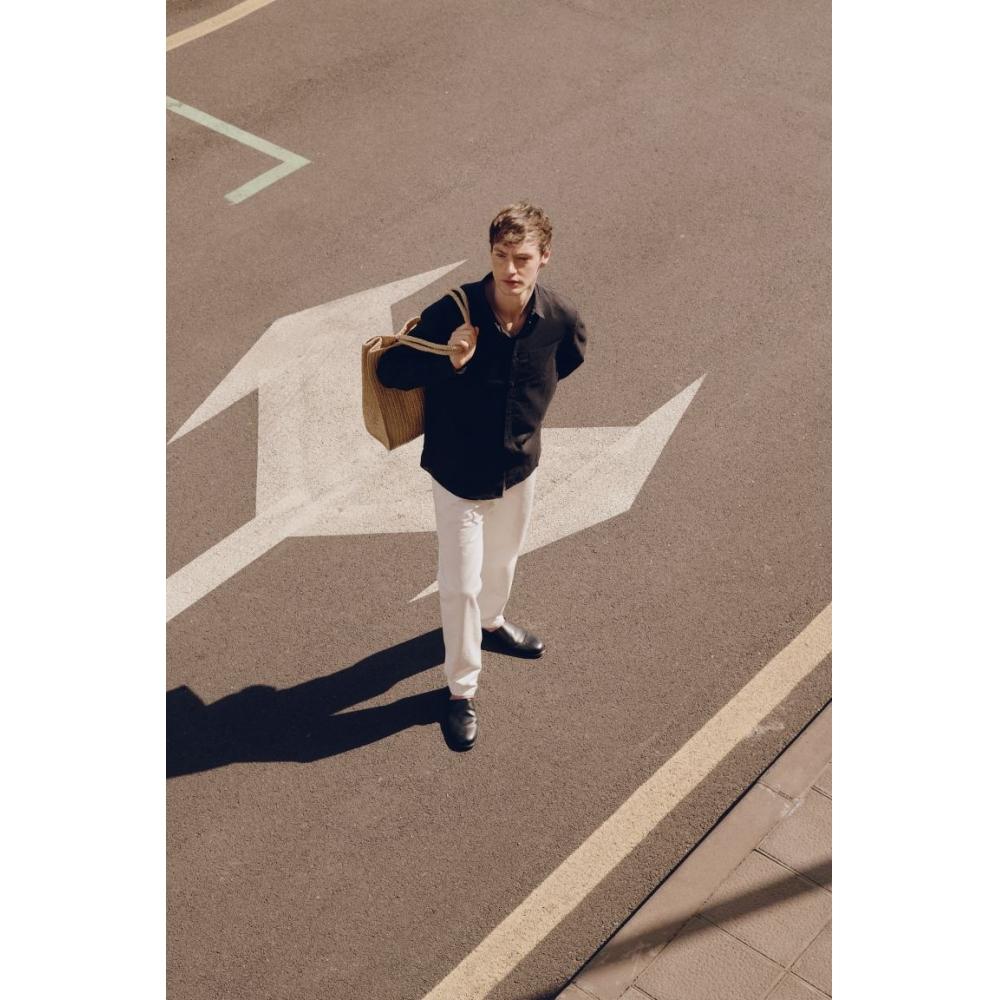 H M Рубашка обычного кроя из смесового льна Черная