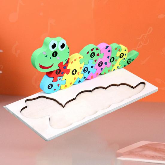 Красочные животные, змеи, крокодилы, игра-головоломка с доской, деревянные жирафы, познавательные 3D деревянные головоломки, блоки для детей ясельного возраста