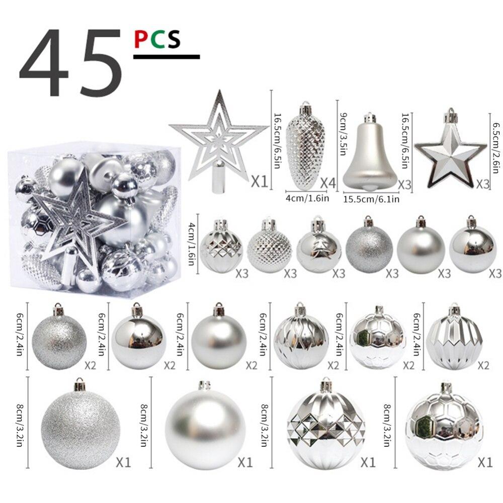 Рождественский шар, 45 шт., небьющийся набор подвесок в виде рождественского шара