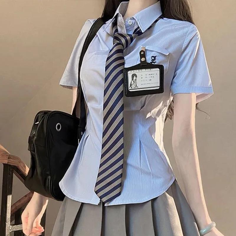 Женская рубашка JK Academy, не требующая глажки, в красную/коричневую полоску, с синим галстуком ручной работы кофейного цвета