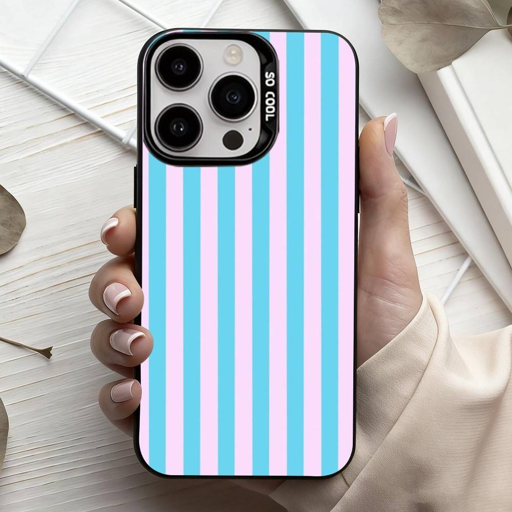 S-Полосатый Color-Blocking Арт P-Узор Чехол для телефона Для iPhone17,16,15,14,13,12,11 Plus,Pro Max Черный Конфетный серебристый чехол для телефона