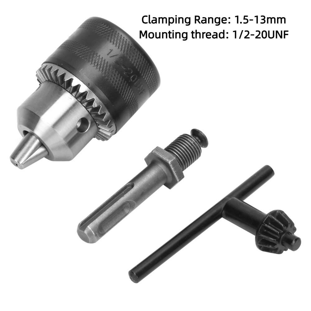 1/4" Hex Shank Keyed Drill Chuck 1/2-20UNF Mount Conversion Adapter Chuck For Fixing Drilling