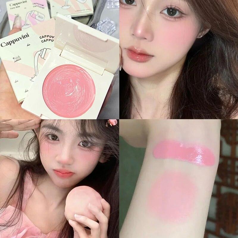 Peach Pink Creamy Blush Cheek Rouge Contouring Brightening Waterproof Eyeshadow Blusher Face Makeup Cosmetics