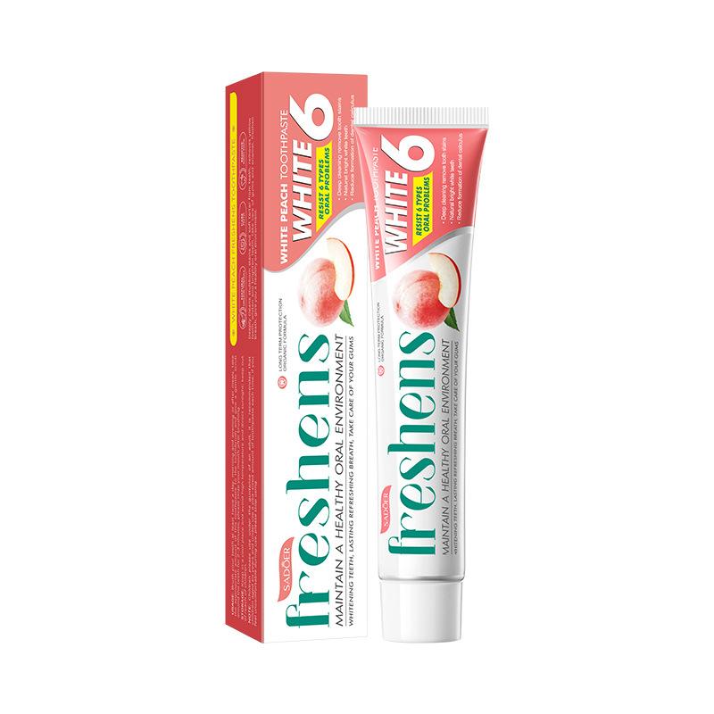 The 4-flavor Fruit Probiotic Toothpaste Deeply Cleans Stubborn Stains, Softens Tartar, Removes Yellow Teeth, Whitens Teeth and Freshens Breath.