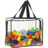 4pcs Large Toy Storage Bag Multi Purpose Zipper Transparent PVC Waterproof Travel Case for Building Blocks and Puzzles