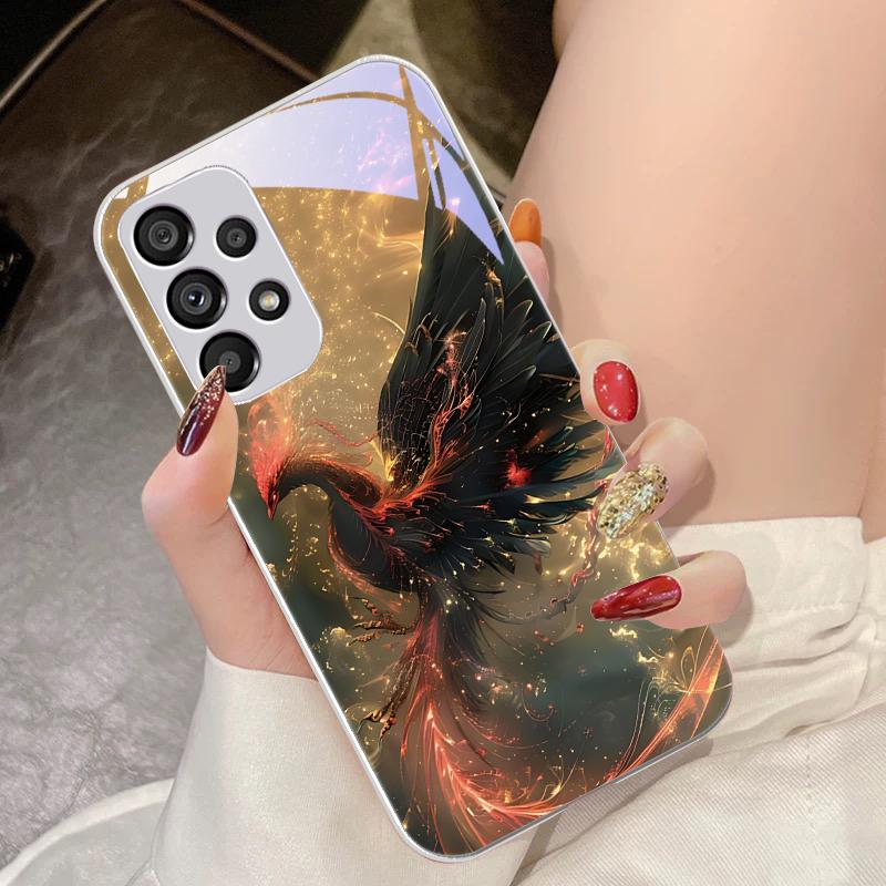 Чехол для телефона из закаленного стекла Golden Phoenix Unfolding для Samsung Galaxy S10 4G S20 11E 30 S21 22 S24 Fe Pro S23 S25 Ultra 5G S9
