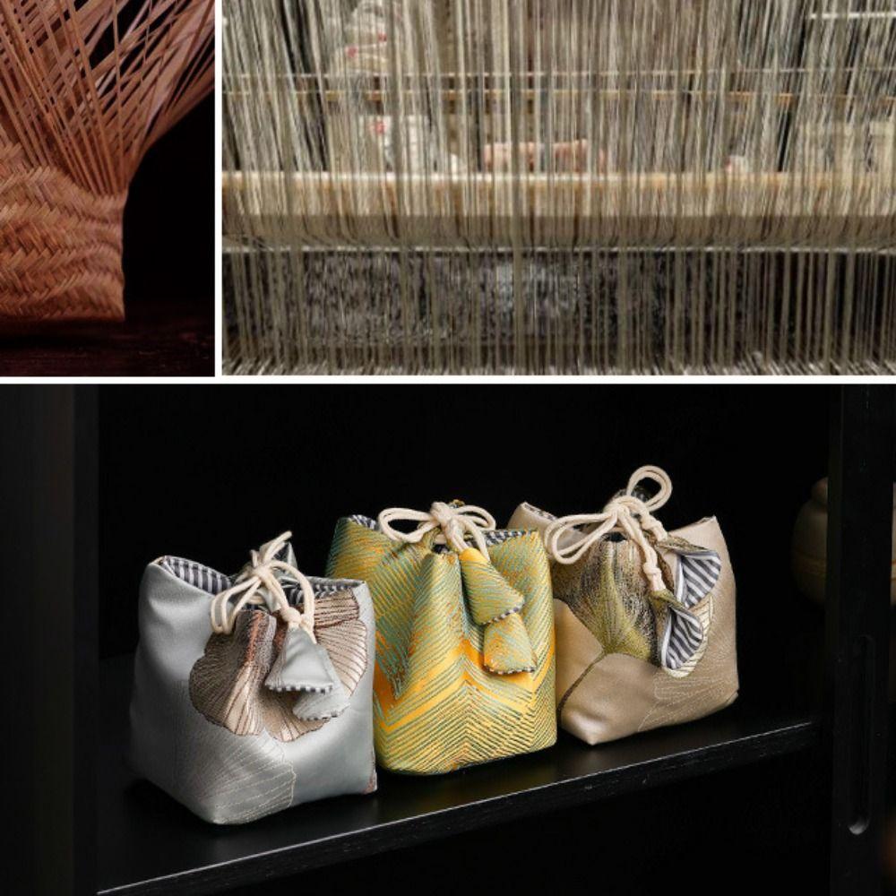 Небьющийся чехол для хранения чайной посуды, вышитая сумка в китайском стиле для мелких предметов