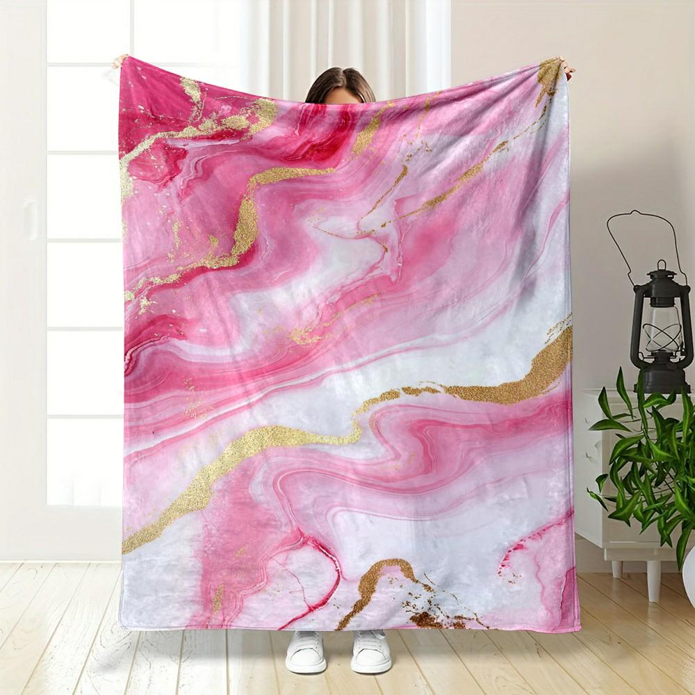Pink and gold marble texture design Warm blanket Flannel blanket for bedroom, living room, sofa, and nap
