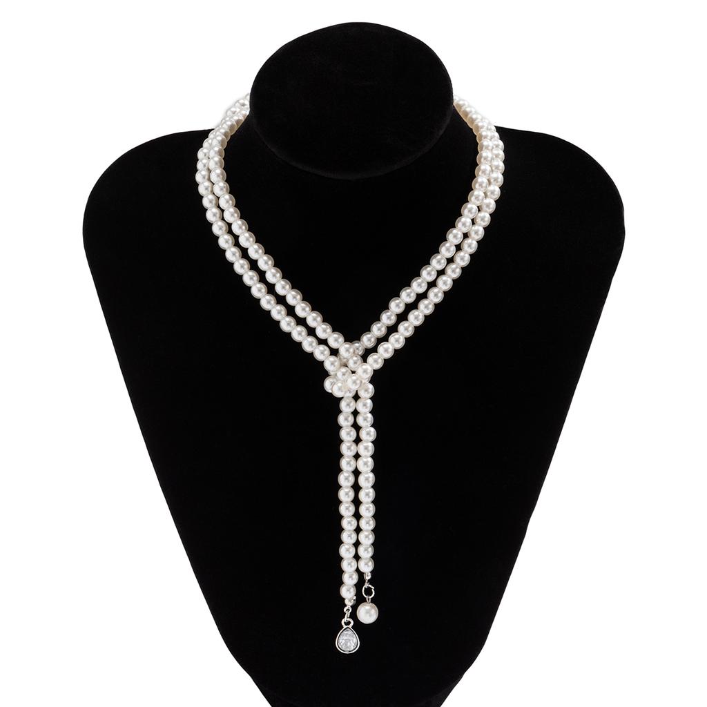 Imitation Pearl Beads Chain with Crystal Pendant Necklace for Women Long Tassels Necklaces 2026 Fashion Jewelry Neck Accessories