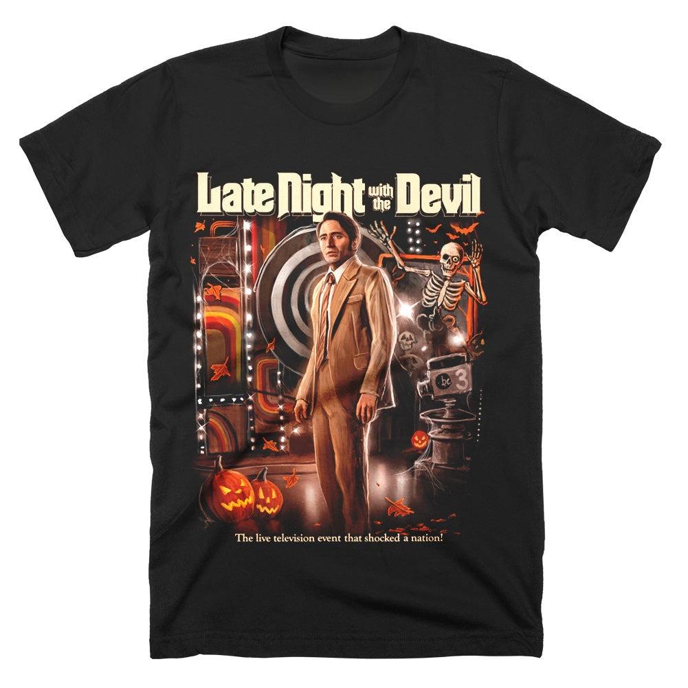 Late Night with The Devil TShirt Unisex Summer Retro TV Horror Movie Graphic Short Sleeve Streetwear Loose Fit Horror Fan Tee