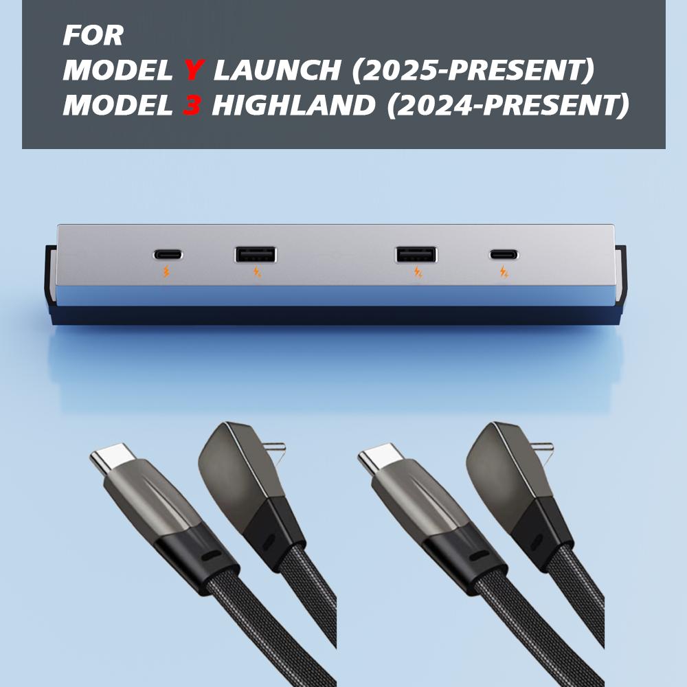TEKSY For Tesla Model 3 Highland 2024 NEW Model Y 2025 Juniper 65W Expansion Dock Central Control Fast Charging Shunt USB HUB
