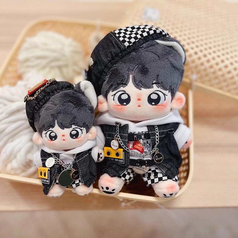 Nianyyhouse 15 см мягкая игрушка одежда черно-белый спортивный костюм берет толстовка шорты жилет очки обувь наряд хлопковая кукла аксессуары (15см)