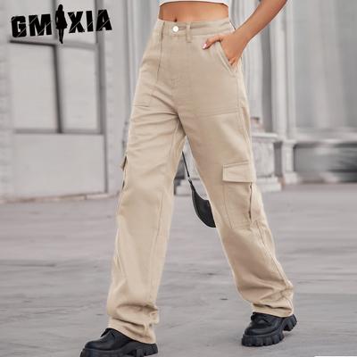 Джинсовые полуэластичные дизайнерские брюки-карго Personality All-in-one Женская мода