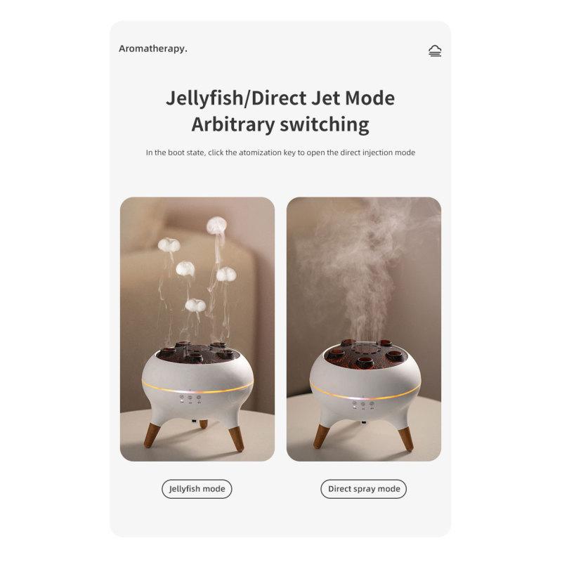 Цветной градиентный ночной свет, двухскоростной кинетический увлажнитель воздуха в форме медузы, большой резервуар для воды, аромадиффузор