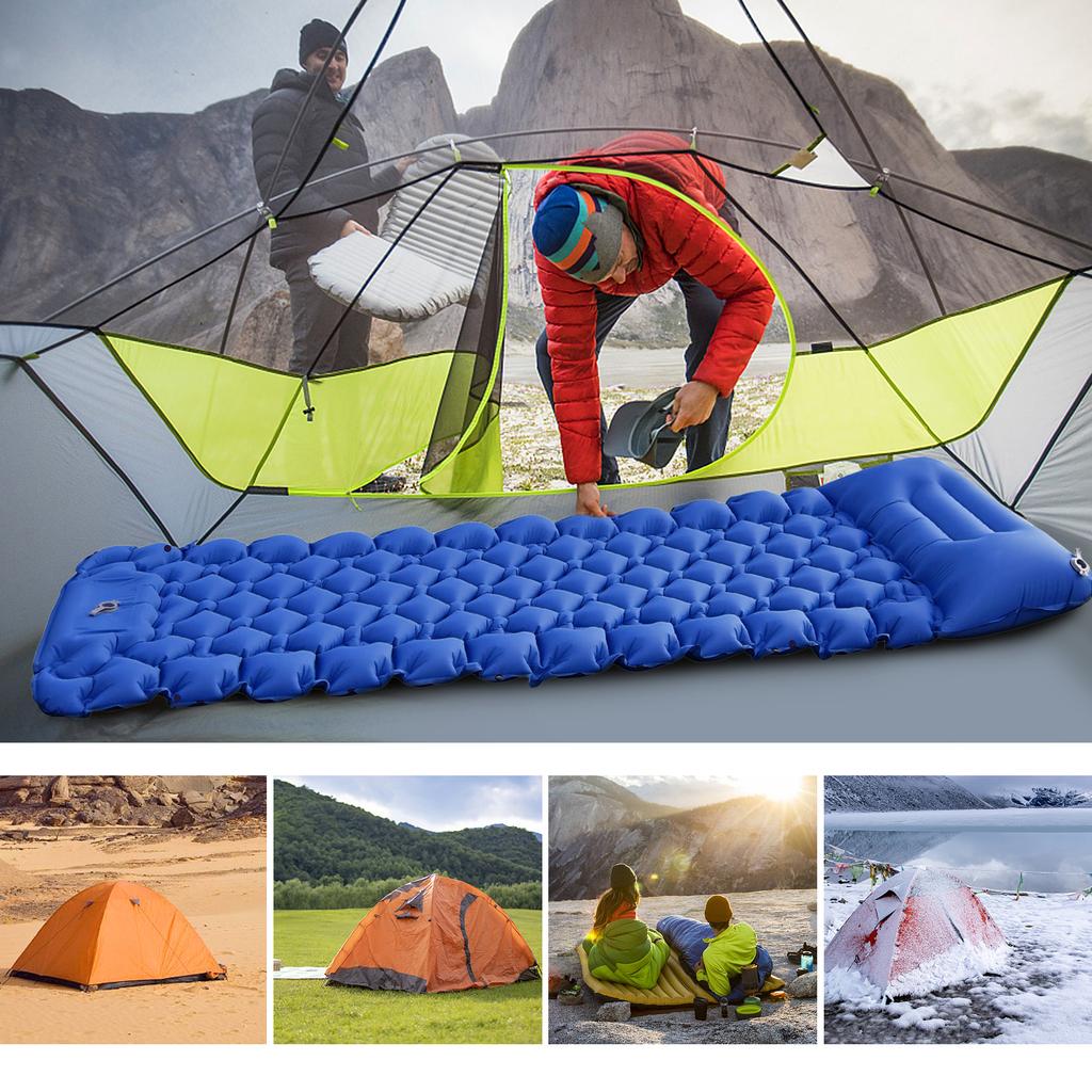 Lightweight Camping Mat with Air Pillow Portable Air Mattress Waterproof Backpacking Sleeping Pad