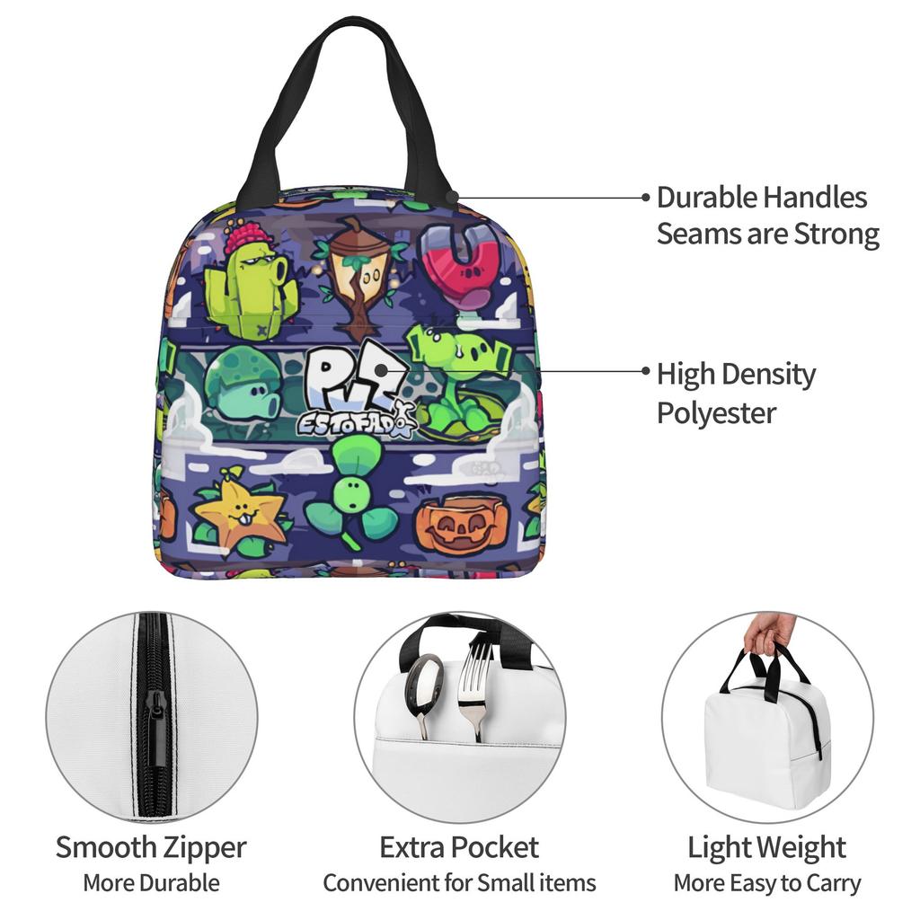 Custom Plants Gaming Zombies Lunch Bag Men Women Thermal Cooler Insulated Lunch Boxes for School