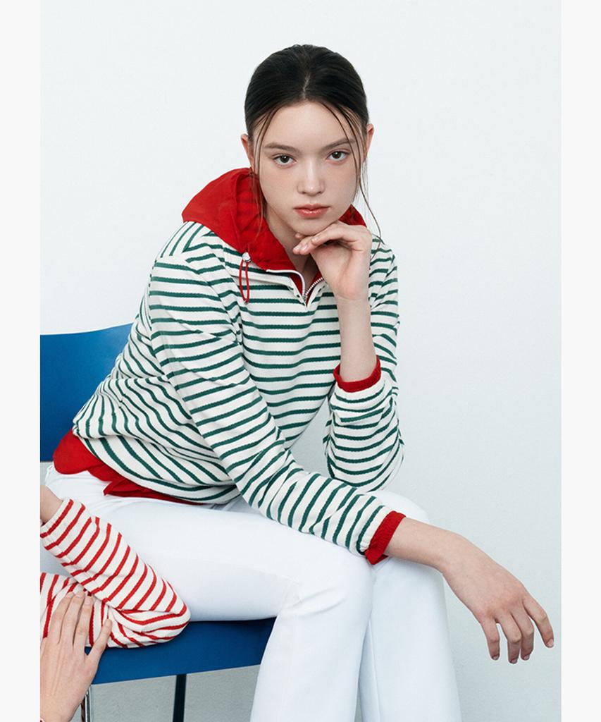 Meonsingweeo Women'S Striped Long Sleeve T-Shirt Green Mr122Ltl11
