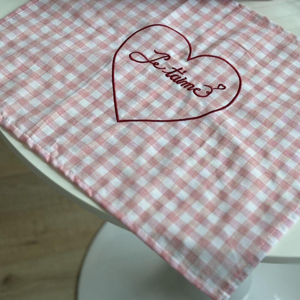 Square Heart Embroidered Placemats Elegant Background Cloth Durable Table Mat Restaurant