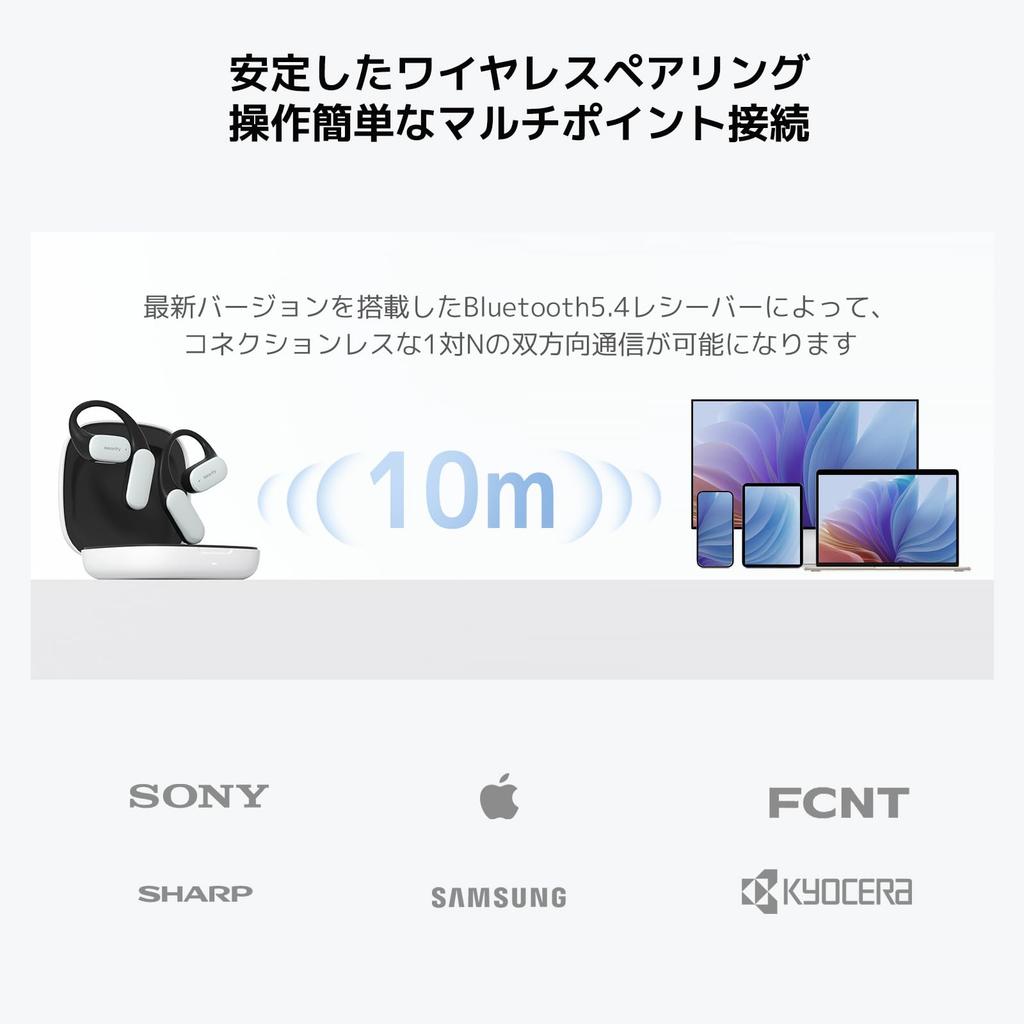 NEARITY Open Ear Wireless Bluetooth Includes Charging Equipped with 45 Hours of Continuous Rapid Deep Bass HiFi Sound Leak AI Microphone Noise Wide