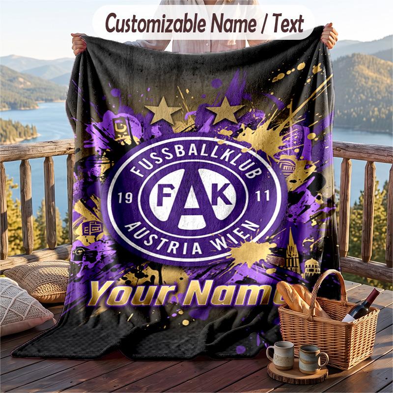 Flannel Blanket Austria Wien FC Print Custom Name Text Soft Throw for Sofa Bed