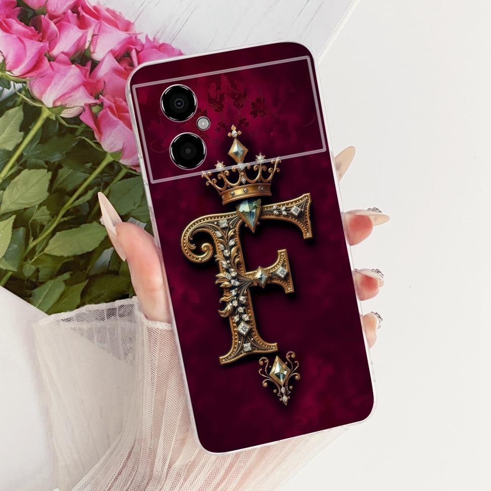Чехол-бампер для Xiaomi Poco M4 5G, роскошный, буквы от A до Z, модная корона, 2D-рисунок, силиконовый корпус для телефона, для PocoM4 5G 22041219PG