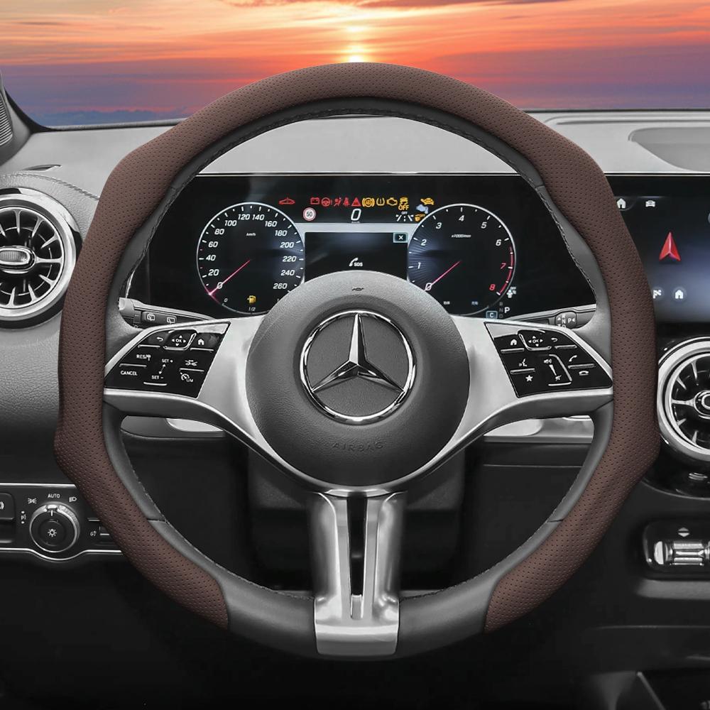 Подходит для Mercedes-Benz, Чехол на руль из перфорированной кожи, Нескользящий, Впитывающий пот, Дышащий, Интегрированный защитный чехол V g S a E C Cla