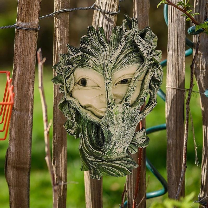 Women Face Tree Decor Resin Garden Peeker Sculpture Statue DIY Trees Hugger Wall Art Mystic Decoration Ornaments