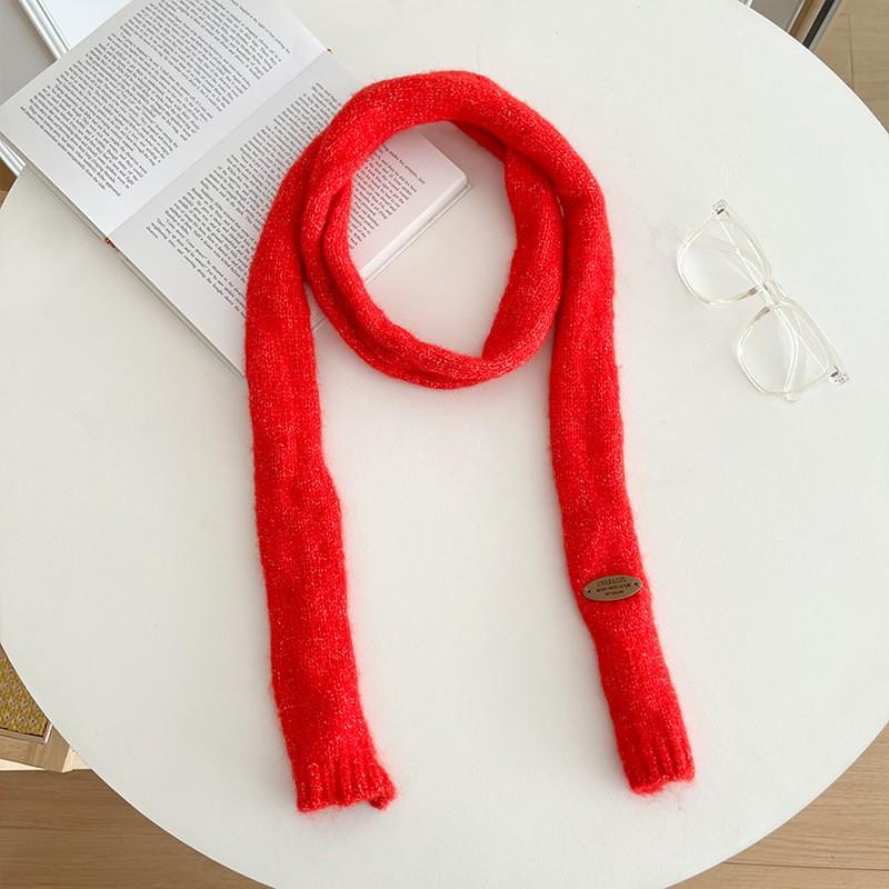 Soft Knitted Winter Scarf Women Long Thin Warm Neck Wrap In Solid Colors Chic Minimalist Style