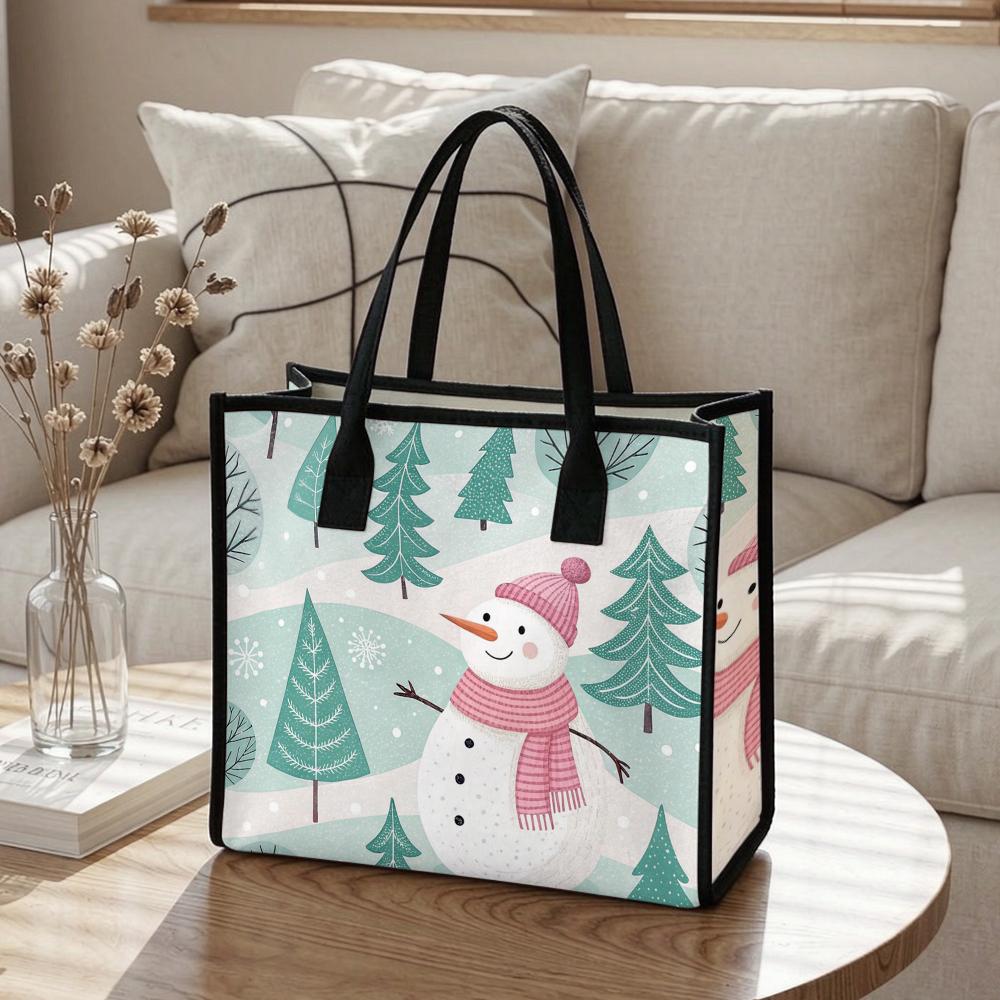 Winter Snowman Printed Tote Bag Fashion Casual Handbag